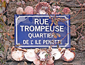 Plaque signalétique de l'Île Penotte : rue trompeuse